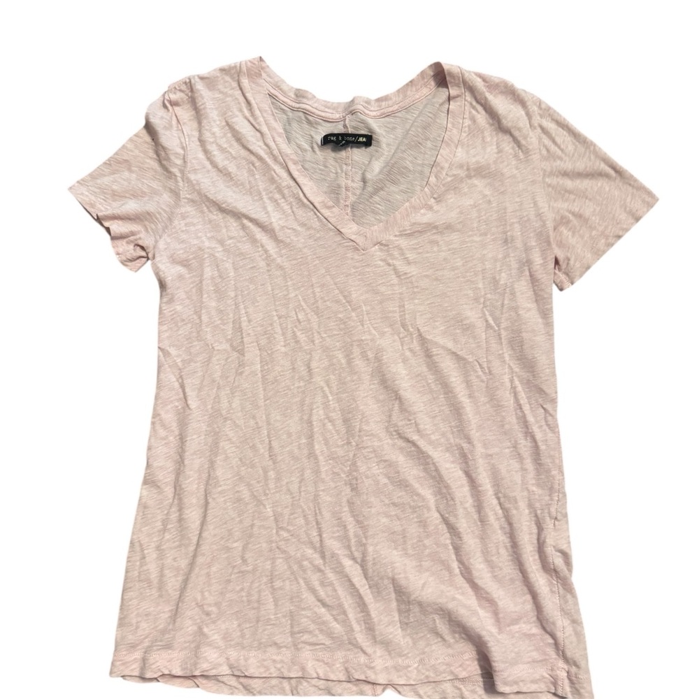 Rag & Bone Light Pink V-Neck T-Shirt, Size Small, Basic T-Shirt, Capsule